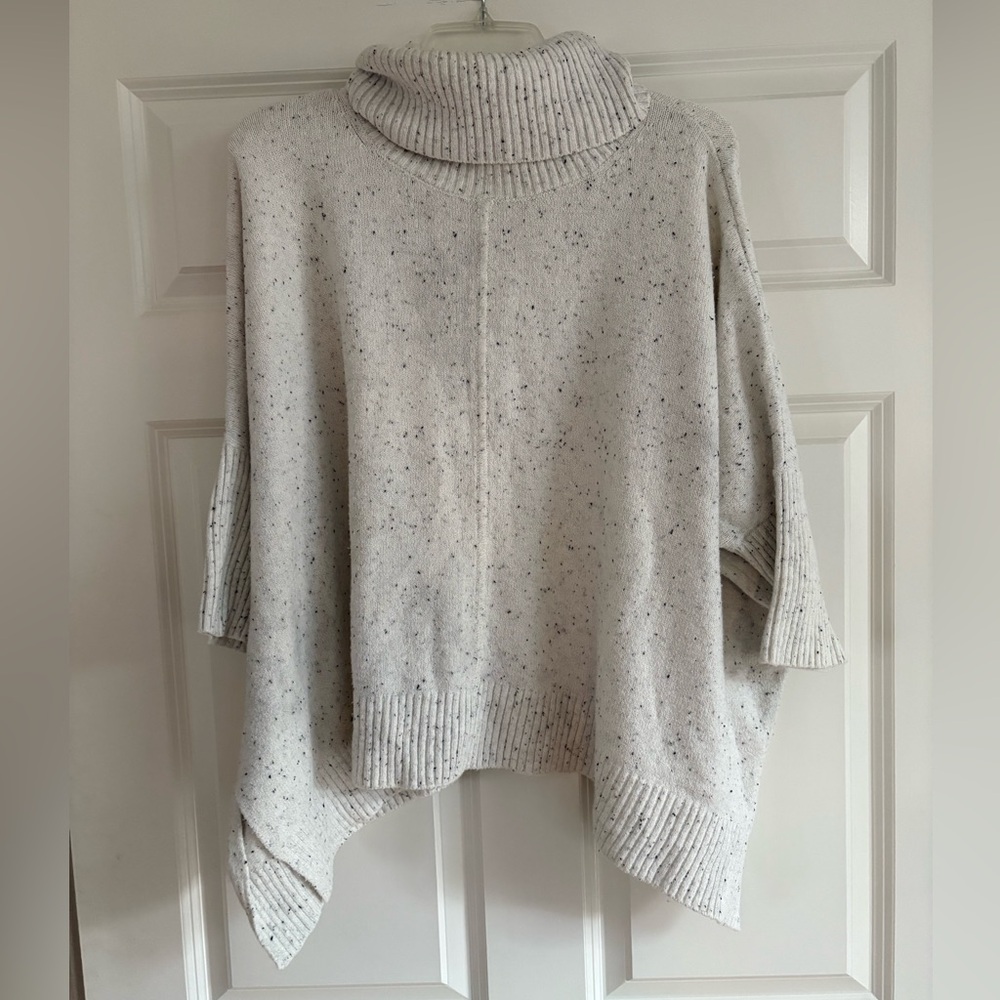 LOFT Speckled Cream Cowl Neck Sweater